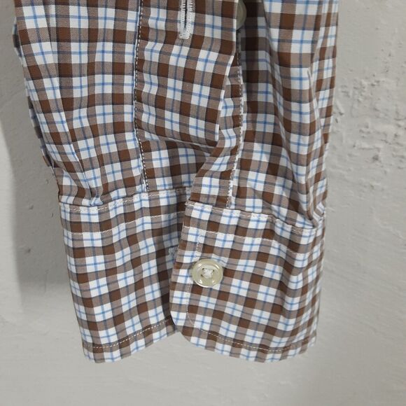 Ralph Lauren Adult Mens M Stretch Brown Plaid Long Sleeve Button Up Shirt - Picture 5 of 8